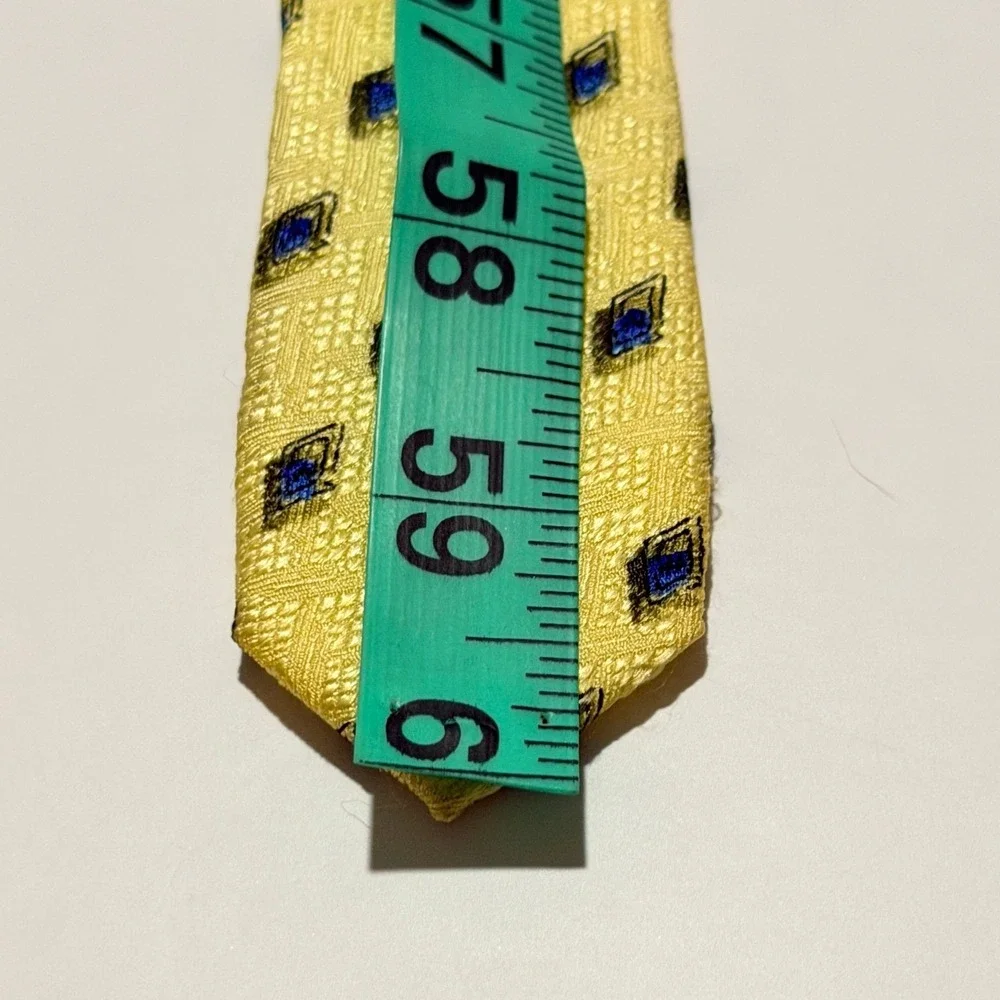 J. Garcia Silk Tie Yellow Blue Geometric Collection 15 Vintage Art Tie